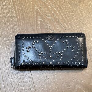 Coach Black Wallet with Silver Studs excellent condition